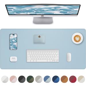 Non-Slip Desk Pad,Mouse Pad,Waterproof PVC Leather Desk Table Protector,Non-Slip PU Leather Desk Blotter, Easy Clean Laptop Desk Writing Mat for Office Work/Home/Decor(Light Blue, 24" x 13.7")