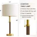 G-SAFAVA 22" Table Lamps Mid Century Modern Lamps for Bedroom Living Room Bedside Lamps for Night Stands Wood Nightstand Lamp Gold Small Side End Table Lamps Set of 2 Vintage Home Deco Office Gifts