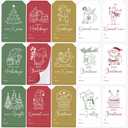 AUDREE 210 Pcs Christmas Gift Tags Stickers - Self-Adhesive Red, Green & Gold Holiday Label Set - 15 Festive Designs for Xmas Gifts, Boxes, Cards & Wrapping