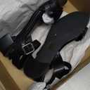 Women's Heels Chunky Heeled Sandals for Women, Summer Block Low Heels Ankle Strappy Square Open Toe Dressy Wedding Womens Sandals. (9.5, Black 087)