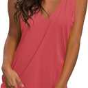 SAMPEEL Womens Summer Tank Tops Basic Tanks V Neck Sleeveless T Shirts Side Split 3XL