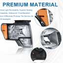 Headlights for 2009-2014 Ford F150 Pickup F-150 2010 2011 2012 2013 Amber Reflector Chrome Housing