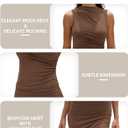 ELLEVEN 2 Piece Maxi Skirt Sets for Women, Sexy Mock Neck Ruched Top and Slit Skirt Dress Set, Summer Going Out Outfits (Brown)