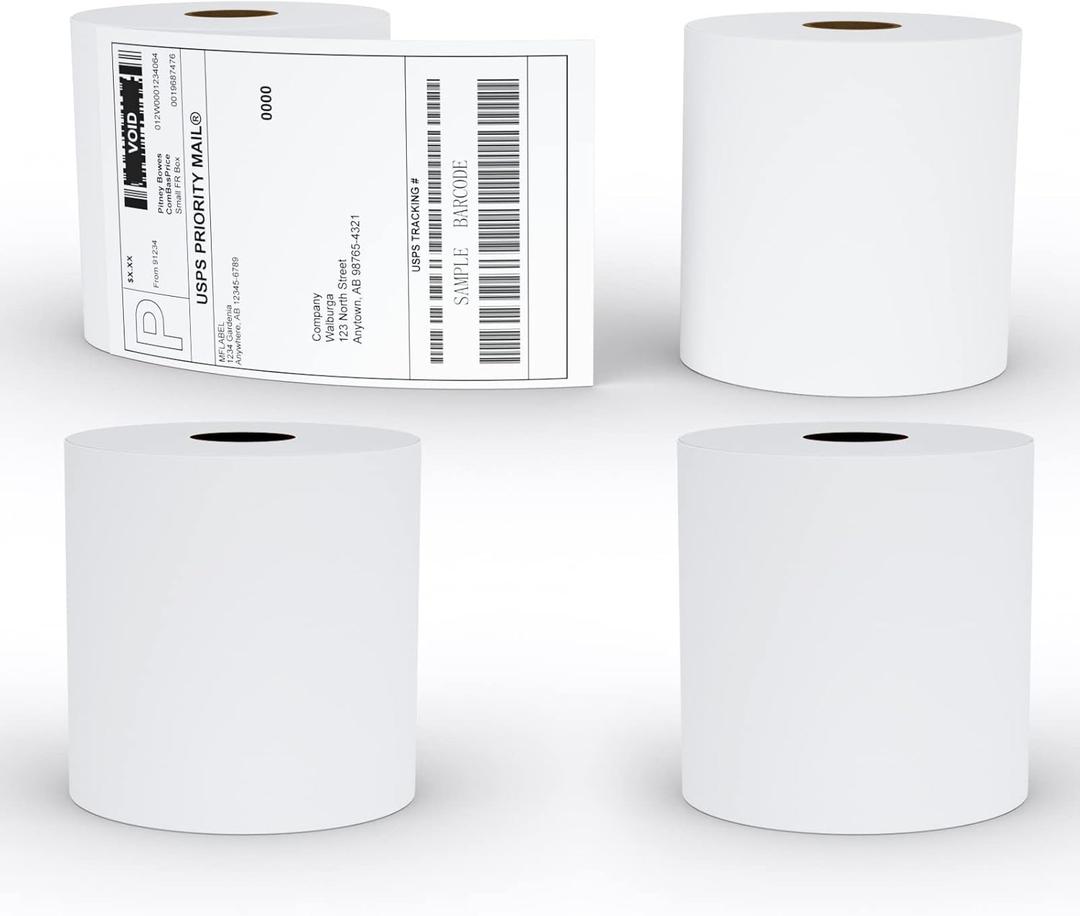 Thermal Shipping Labels, 4x6 Shipping Mailing Labels with Perforated Line, Adhesive Labels Compatible with Rollo, MUNBYN, and Zebra Thermal Label Printers, 450/Roll