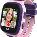 Kids Smart Watches Girls with GPS Tracker & Video Calling 4G Kids Cell Phone Watch Age 5-12, Waterproof One-Key SOS Call Voice Chat HD Camera Alarm Clock Touch Screen GPS Tracker for Kid Gifts(Pink)