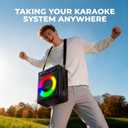Karaoke Machine, Portable Bluetooth Karaoke Speaker with 2 Wireless Microphones, PA System for Adults Kids with LED Lights & Echo Adjustment, Supports TWS/TF/USB/AUX for Home Party (T03-2 MICS)