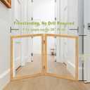 LZRS Clear Dog Gate for Indoor Use - Transparent Pet Fence with Solid Hardwood and Plastic Board, Stylish & Durable freestanding Pet Gate for Doorways, Stairs and Hallways-2 Panel Natural