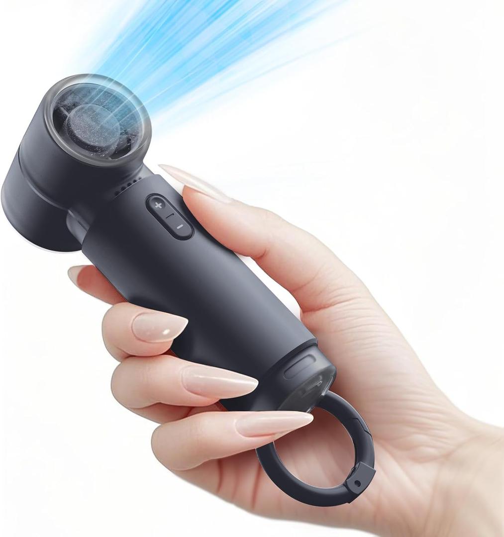 Handheld Portable Mini Fan, Personal Small Pocket Design, 19500RPM Powerful Motor Trubo, 10H Max Cooling time USB Rechargeable, 5 Speeds for Women/Men/Travel/Beach/Outdoor- Coconut Ash