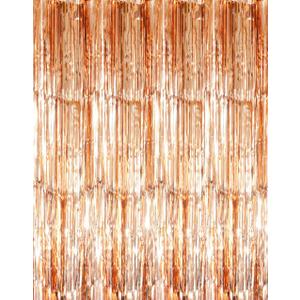 GOER 3.2 ft x 8.2 ft Metallic Tinsel Foil Fringe Curtains Party Photo Backdrop Party Streamers for Birthday,Graduation,New Year Eve Party Decorations Wedding Decor (3 Packs,Champagne Gold)