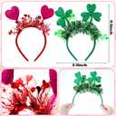 Suncalla 2 Pcs Valentine's Day St. Patrick's Day Headbands Set Sequin Heart and Green Clover Glittery Hair Accessories for Women Men Party Gift Decoration(Pink,Green)