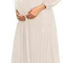 AISWI Maternity Sparkly Dress Halter Neck A Line Long-Sleeve Raglan Pregnancy Dresses Semi Formal Baby Shower Photoshoot
Size M