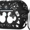 Compatible with Airpods Pro 2nd/1st Generation Case Cover with Keychain, Women Men Soft Silicone Two-Tone Cute Cartoon Engraved Convenience Protective Case, Front LED Visible Black/White