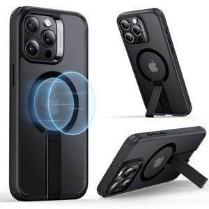 ESR for iPhone 15 Pro Case with Kickstand, Military-Grade Shockproof Protection, Magnetic Fully Adjustable Flickstand Phone Case, Compatible with MagSafe Accessories, Boost Series, Frosted Black