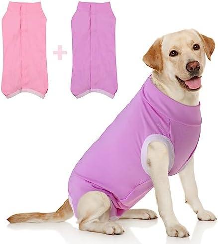 SAWMONG 2 Pack Recovery Suit for Dogs After Surgery, Dog Recovery Suit Soft Polyester, Pet Spay Surgical Suit Female Male, Dog Onesie Body Suit Substitute E-Collar Cone,XL