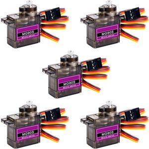 5 Pack MG90S Servo 9G Servo Metal Gear Micro Servo for Arduino Project RC Helicopter Planes Boat Robot Car