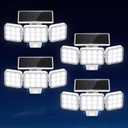 WdtPro Solar Lights Outdoor Motion Sensor 4Pack, 3500LM Bright Solar Flood Lights Outdoor, Adjustable & Upgrade Glass Panel, Wireless LED Solar Powered Security Spot Lights Waterproof for Yard-White