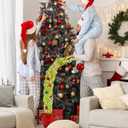 3ft Whimsical Christmas Tree Large Lime Green Artificial Curved Prelit Xmas Tree with Red Ball and 30 LED Light String for Indoor Outdoor Porch Christmas Decorations