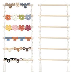 SNOWSTAR Macrame Hair Claw Clip Organizer, Hanging Hair Clip Holder and Storage for Women Girls, Claw Clip Hanger Home Decor for Wall, Door, Closet