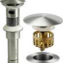 Bathroom Sink Drain, with Overflow, Pop up Sink Drain Stopper with Strainer Plug for Vessel Sink Lavatory Vanity, SUS 304 Stainless Steel, Brushed Nickel