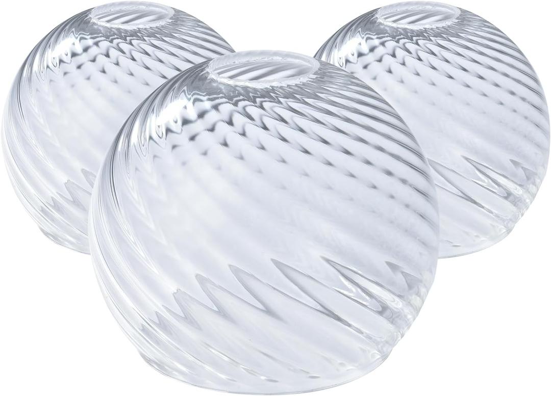 3 Pcs Clear Ripple Fitter Opening Lighting Fixture Globe Replacements, E26 Base 1-5/8 Inch Fitter, Globe Cover for Ceiling Wall Fixtures Lamp Posts or Streetlights