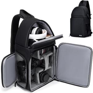 CADeN Camera Bag Sling Backpack for DSLR/SLR Mirrorless Camera Waterproof, Camera Case Compatible for Sony Canon Nikon Camera and Lens Tripod Accessories Black