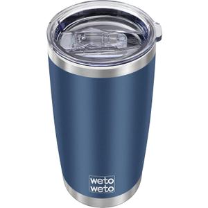 WETOWETO 20oz Tumbler, Stainless Steel Vacuum Insulated Coffee Travel Mug, Double Wall Powder Coated Insulated Coffee Mug Travel Mug with Lid Thermal Cup for Outdoor (Navy Blue, 1 Pack)