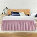 Queen Bed Skirt, Elastic Wrap Around Bed Skirt Queen Size, Bed Skirts for Adjustable Bed, Easy Fit with 14" Drop Length Tailored Drop Dust Ruffle (Pink)
