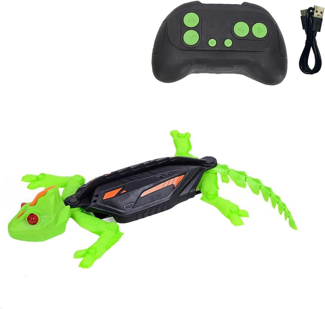 Wall Climbing Lizard, Wall Crawler Robot Gecko,2.4G Wireless Wall Crawler Robot, 360 Rotating Remote Control Vacuum Suction STEM Educational Game with LED Lights for Kids Aged 3+ (Lizard)