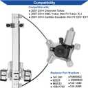 Obaee 741-391 Rear Right Passenger Side Power Window Regulator with Motor Compatible with Cadillac Escalade 2007-2014/ Chevrolet Tahoe 2007-2014/ GMC Yukon 2007-2014, Replace OE 15841700, 15883002