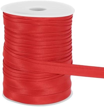 MECCANIXITY Double Fold Bias Tape for Sewing 3/5 Inch x 55 Yards Satin Pre-fold Continuous Binding Tape for Seaming Quilting Hemming Binding DIY Crafts, Bright Red