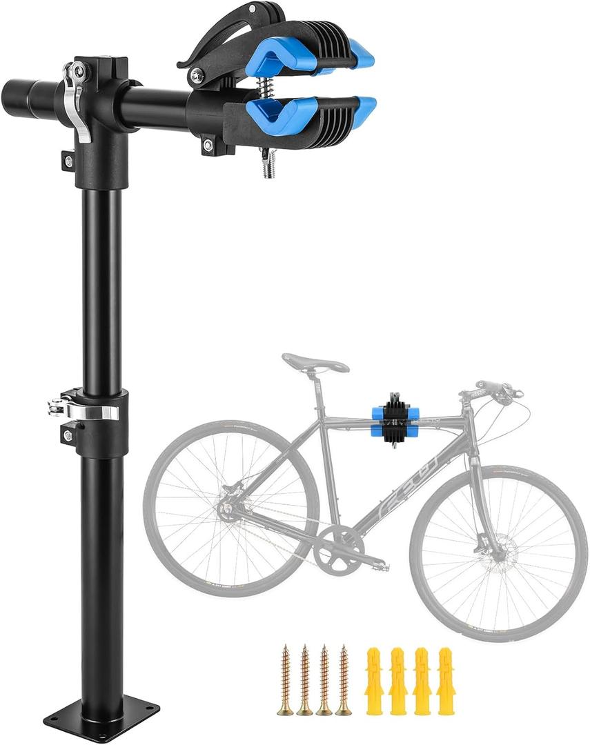 DASBET Bike Repair Stand, Wall Workbench Mount Rack Workstand Bicycle Stand Clamp Height Adjustable Home Bicycle Maintenance Rack for Road Mountain Bikes, Wall Bench Mount Bike Repair Stand, Blue 