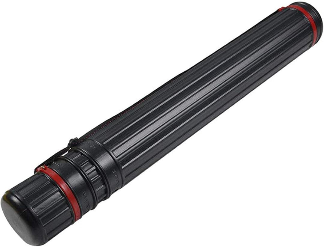 DEWEL Post Tube Expands from 30to 51, Waterproof Blueprint Holder Telescoping Art Tube, Large Plastic Black Fishing Rods Case Storage Tube, Light Resistant Drawing Tube with Strap (XL Size)