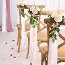 Wedding Aisle Decorations - Set of 10 Pew Flowers - Artificial Roses & Eucalyptus - Pink & Cream - 5.5" x 13" - Elegant Traditional Modern Style - Chair Flowers