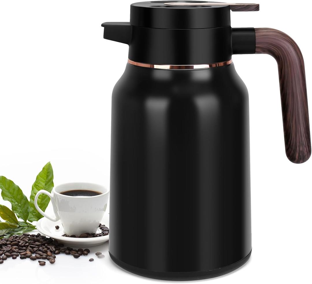 51oz Thermal Coffee Carafe, Stainless Steel Carafes for Hot Liquids 12 Hours, Insulated Coffee Carafes For Keeping Hot Coffee, Hot Water, Tea, Hot Beverage (Black)