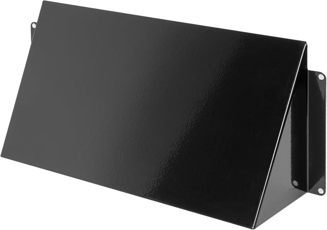 10" x 5" Black Galvanized Steel Vent Cover - Duct Exhaust/Inlet Rain Deflector - Weatherproof Guard for Open Ventilation Systems - Indoor/Outdoor Vent Hood - Air Vent Grille Protection Roof
