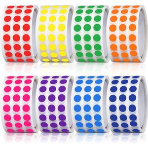8000 Pieces 1/4" Colored Dot Stickers Round Color Coding Labels Polka Circle Colorful Coding Labels Small Dot Price Sticker 8 Color for Office Classroom Decor Paper Yard Sale File Classification