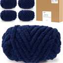 Bulky Chunky Yarn for Hand Knitting Blanket #10 Jumbo Knitting Yarn, 1 Inch Thick Chenille Jumbo Yarn, No Knots Soft Machine Washable, Super Bulky Yarn 4 Pack for Crochet, Arm Knitting & Crafts