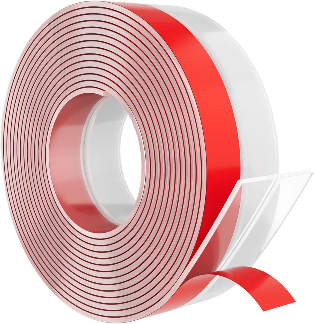 Heavy-Duty 20 ft x 2 in Weather Stripping, Extra Thick 2mm Door Draft Stopper Silicone Seal Strip for House and Glass Shower Doors for Collision and Side Gaps of Door and Windows, Clear (20ft (2" W x 5/64 "T))