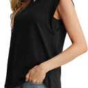 GRECERELLE Women 2026 Cap Sleeve Tops Summer Casual Tee Shirt Loose Crew Neck Basic Tank Trendy Work Vacation Outfits (Black, L)