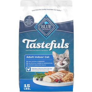 Blue Buffalo Tastefuls Natural Dry Food for Adult Indoor Cats, Chicken & Brown Rice Recipe, 15-lb. Bag
