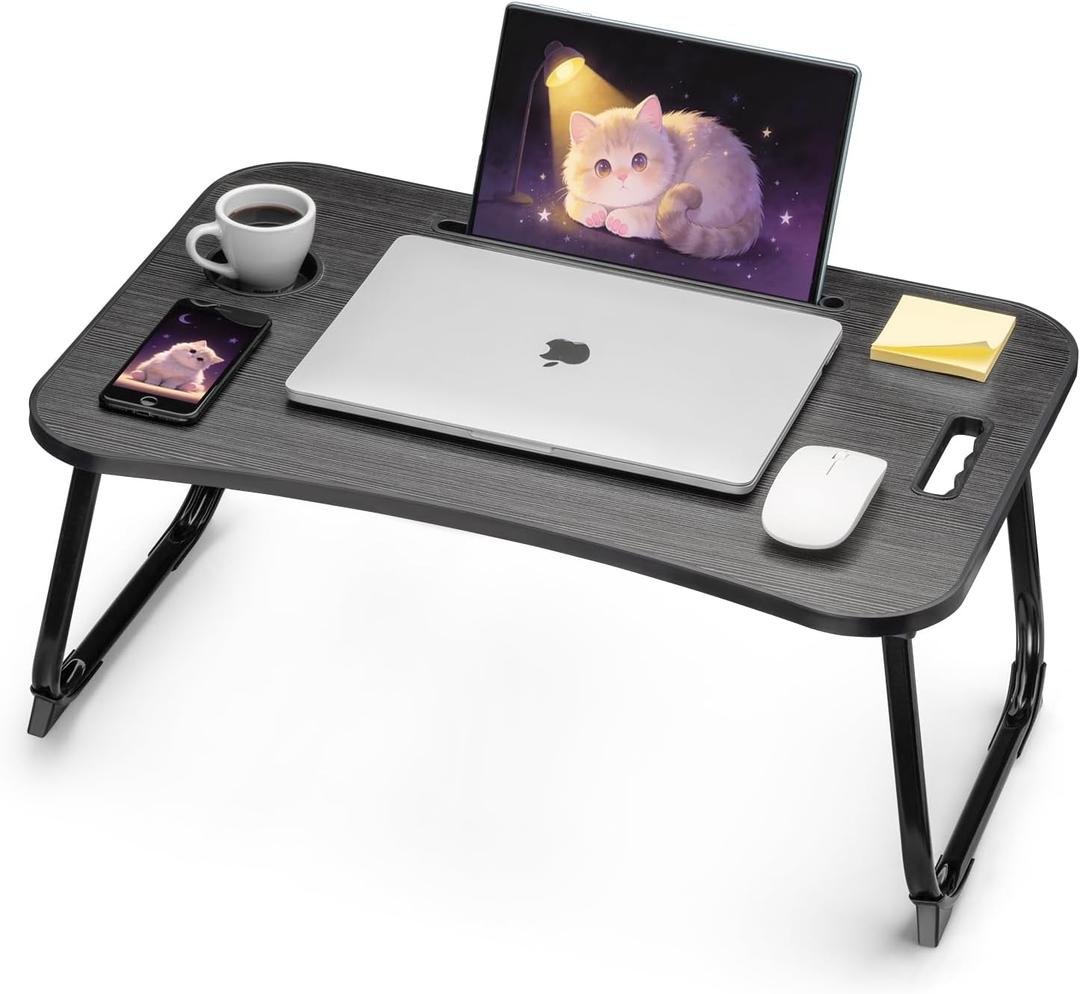 Ruxury Folding Lap Desk Bed Desk Laptop Table Tray, Breakfast Serving Tray, Portable & Lightweight Mini Table for Sofa Couch Floor - Black