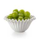 KOKUNKA HandCrafted Decorative Bowl, 5.5 inch White Ruffle Flower Bowl Porcelain Vintage Ring Dish Floral Bowl for Home Decor Ruffle Centerpiece Bowl, White