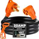 Xuhal 10 ft 10-30P to 14-50R EV Charger Adapter Cord Compatible with NEMA 30 Amp Dryer to 50 Amp EV for Level 2 Charging, 4 Prong to 3 Prong Power Extension Cord with Handle, ETL Listed