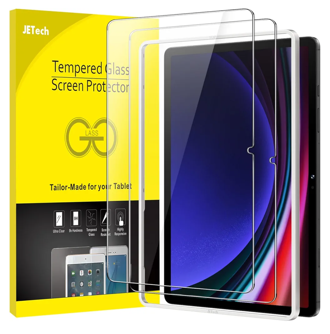 JETech Screen Protector for Samsung Galaxy Tab S9 11-Inch and Galaxy Tab S10 Lite / S10 FE / S9 FE 10.9-Inch, with Easy Installation Frame, Tempered Glass Film, HD Clear, 2-Pack