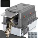 XXXL Extra Large Stainless Steel Litter Box with Lid, 28" L x 20.5" W x 17" H Covered Stainless Steel Litter Box, Multiple Natural Activated Carbon Filter Bags, Non-Sticky, Anti-Leakage, Easy to Clean