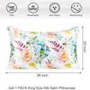 MANSPHIL Pink Blue Floral Silk Pillowcase King, Reversible Satin Pillow Cases for Hair and Skin Envelope Closure, 22 Momme 6A Grade 100% Silk, 20"x36"