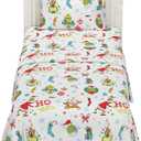 Franco Grinch by Dr. Seuss Holiday & Christmas Bedding Super Soft 100% Cotton Flannel Sheet Set, 3 pcs, Twin, (Official Dr. Seuss Product)