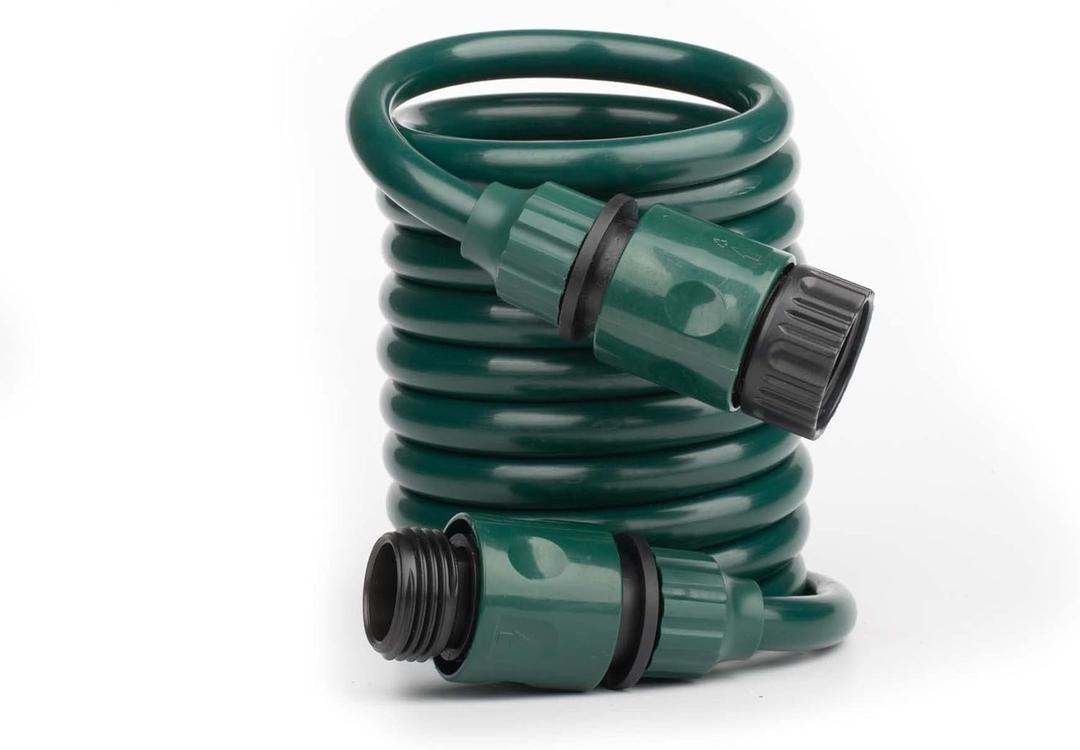 EVA Recoil Garden Hose for Outdoor: Retractable Water Hoses with Nipple QD Fittings - Lightweight and Corrosion Resistant for Yard Boat (10FT, Green)