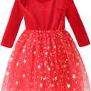 Baby Girls Tutu Dress Long Sleeve Toddler Sleeveless Dresses Infant Tulle Sundress (6 Years, Velvet-Red)