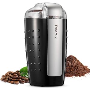 Coffee Grinder, Electric Coffee Grinder with 3.5Oz Large capacity, One-Touch Coffee and Spice Grinder with Stainless Blade, Cleaner Brush And Spoon for Home Use (Black)